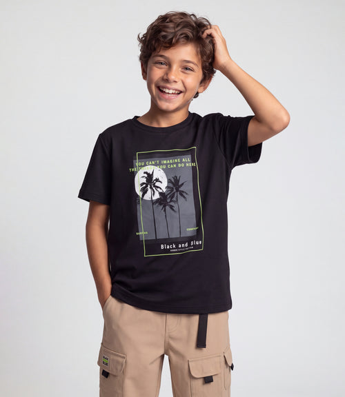 Polera niño palmeras 2 años / Negro
