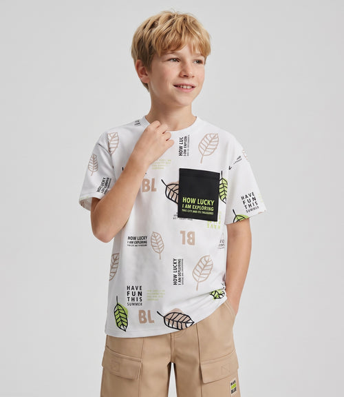 Polera niño hojas 2 años / Crudo