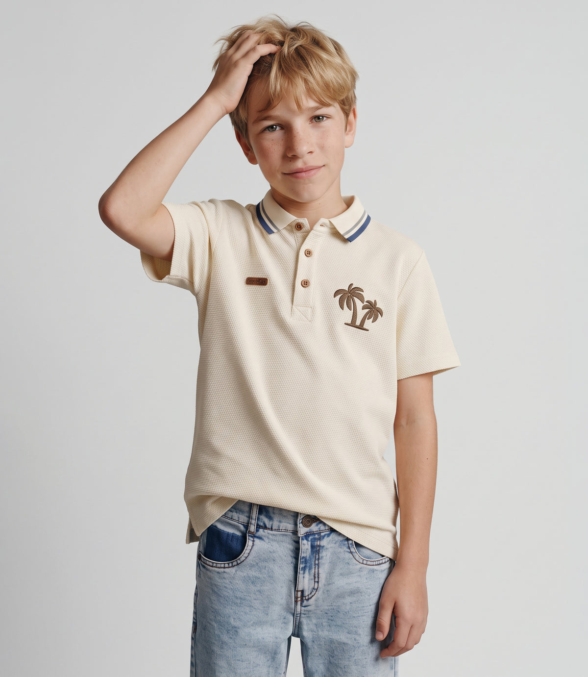 Polera niño polo 2 años / Crudo