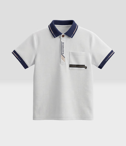 Polera niño piqué con bolsillo 2 años / Blanco