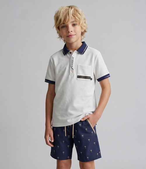 Polera niño piqué con bolsillo 2 años / Blanco