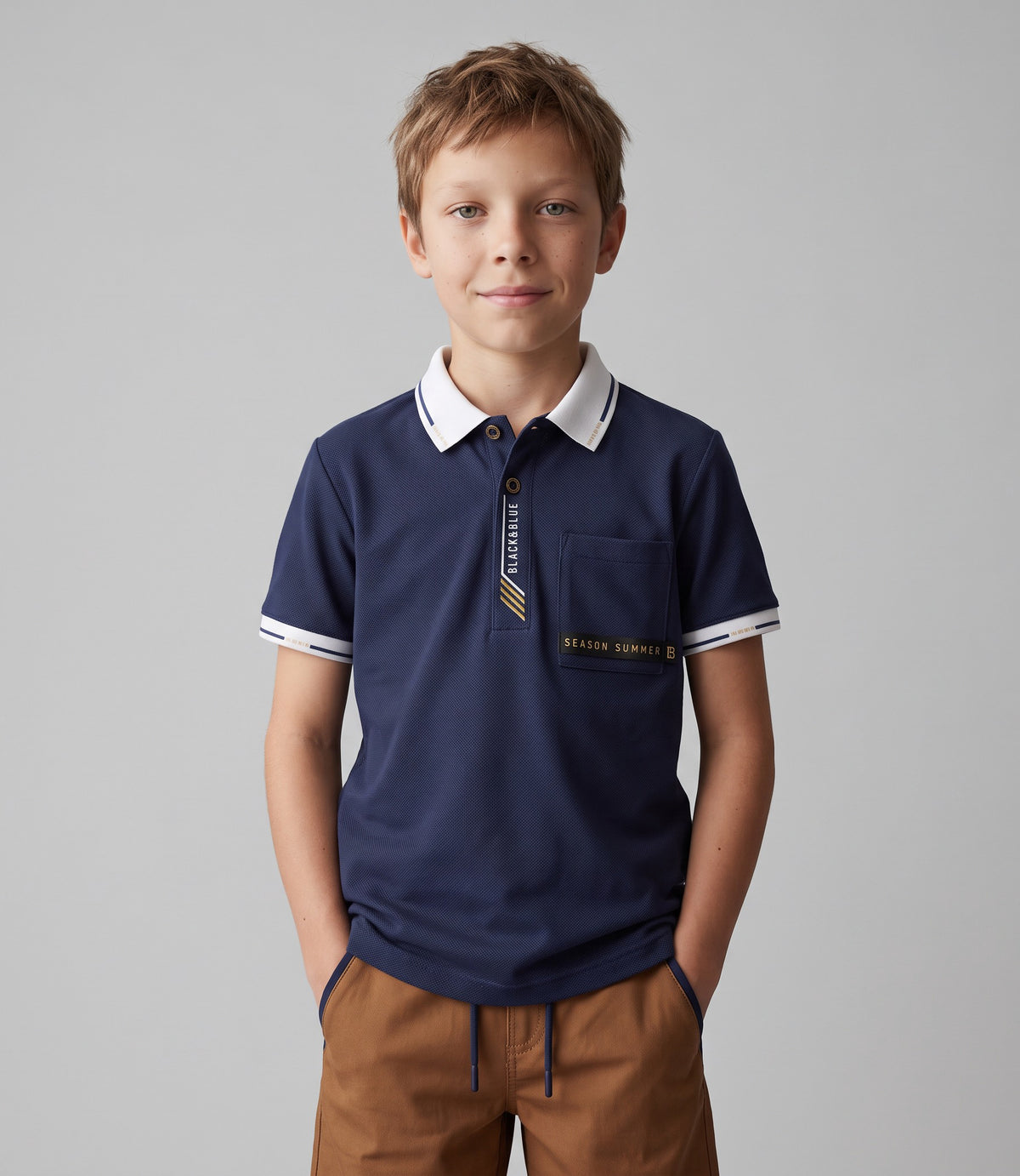 Polera niño piqué con bolsillo 2 años / Azul Marino