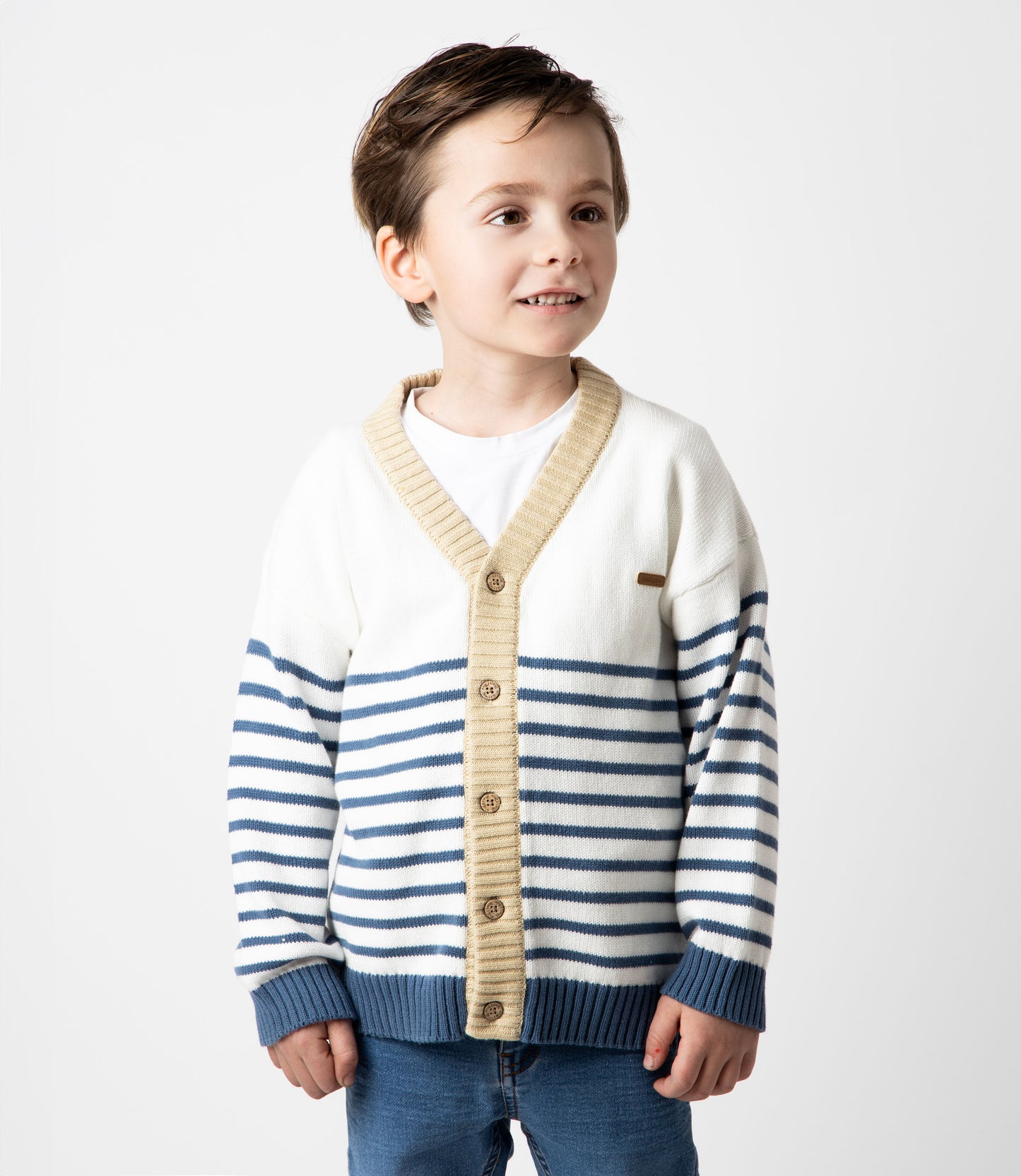 Chaleco niño con rayas 2 años / Blanco