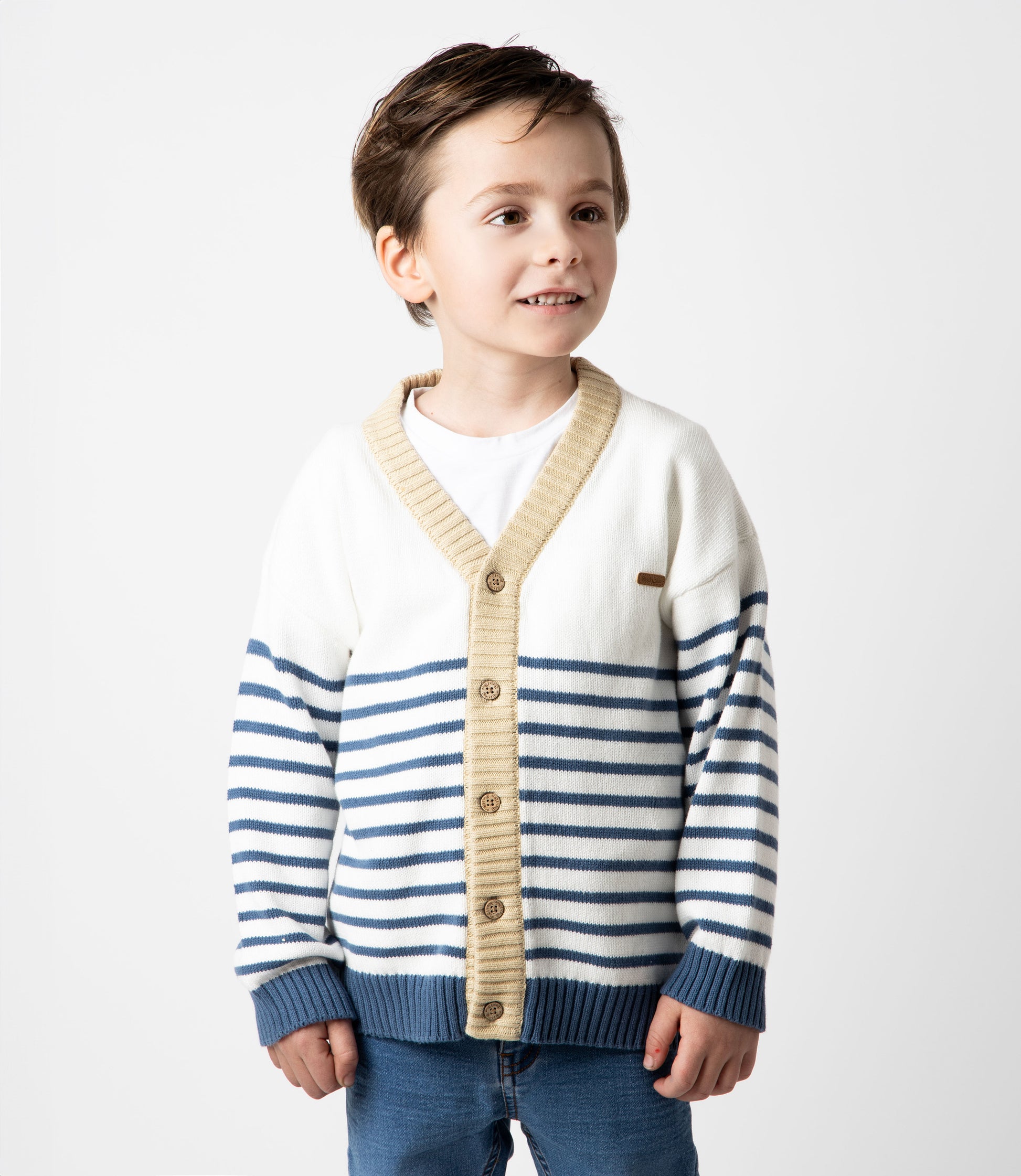 Chaleco niño con rayas 2 años / Blanco
