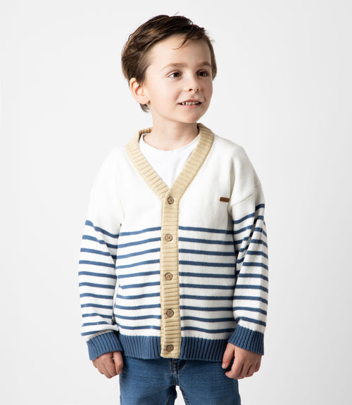Chaleco niño con rayas 2 años / Blanco