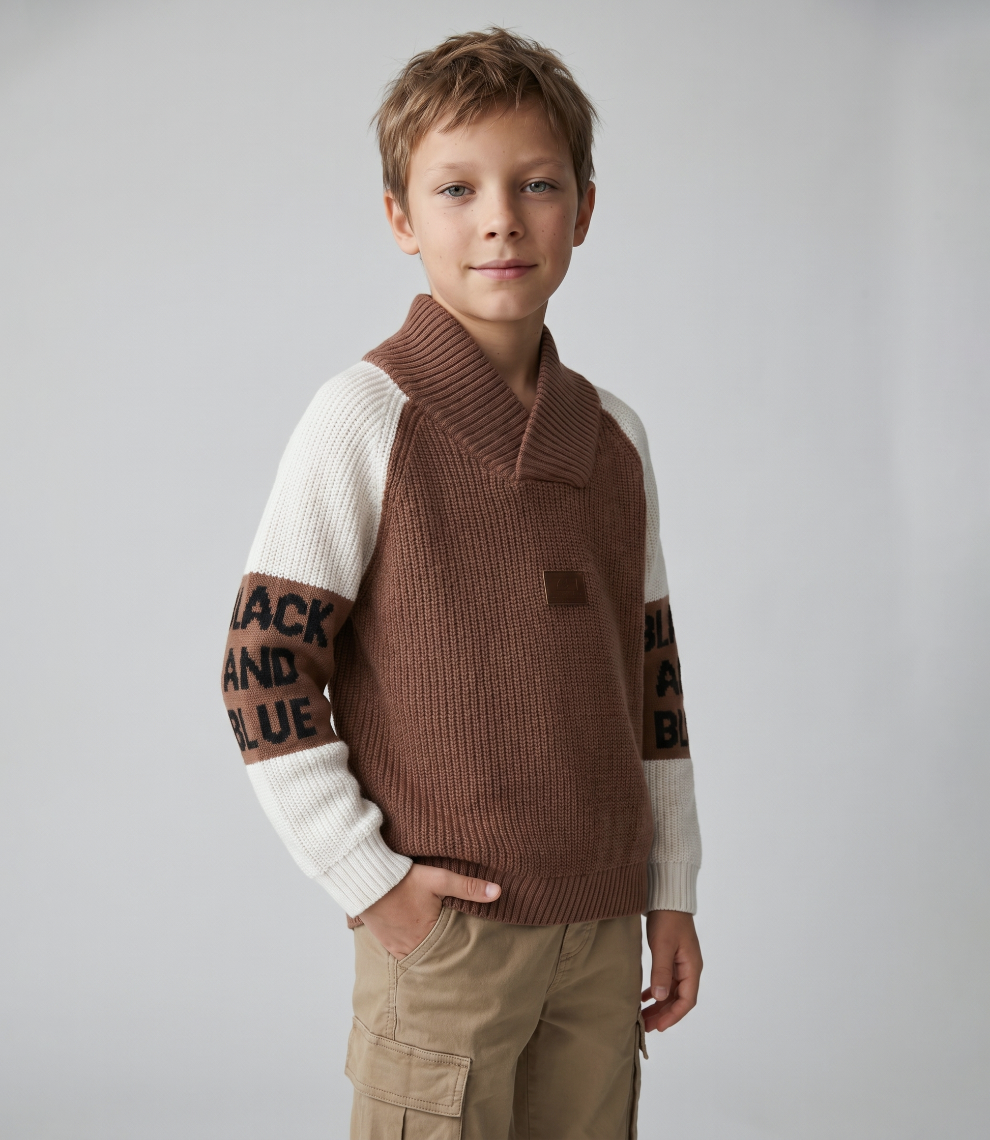 Chaleco niño con cuello 2 años / Café