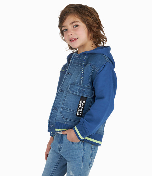 Chaqueta Niño Con Gorro Denim Azul 2 años / Denim Azul