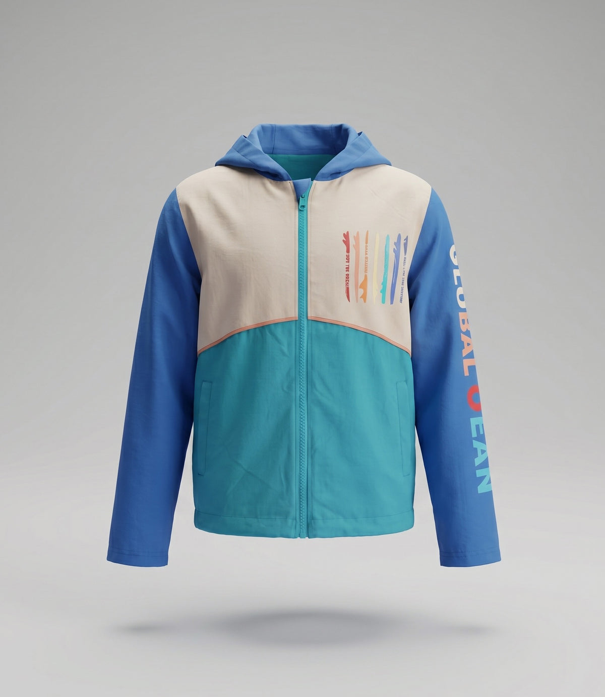 Chaqueta niño color block 2 años / Azul