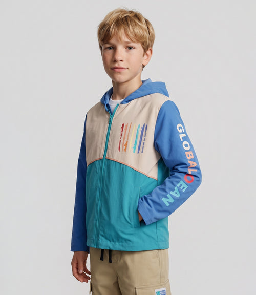 Chaqueta niño color block 2 años / Azul