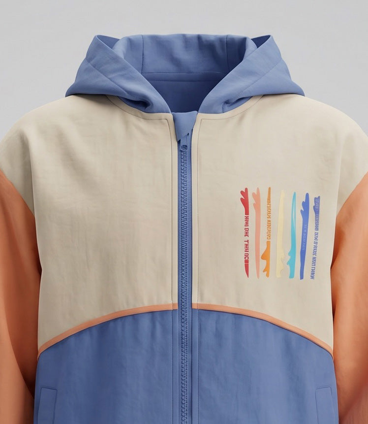 Chaqueta niño color block 2 años / Naranjo