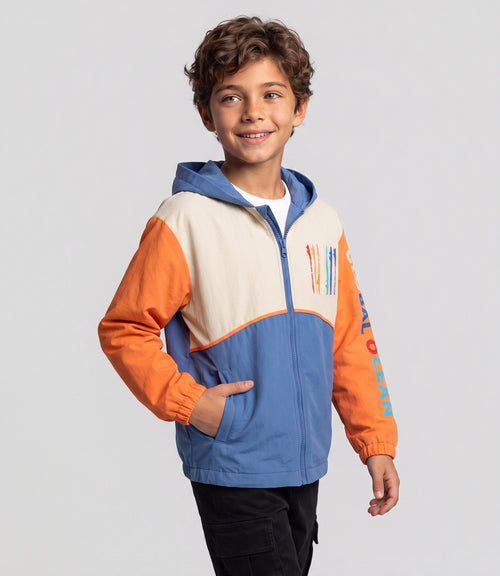 Chaqueta niño color block 2 años / Naranjo