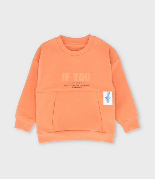 Polerón niño con bolsillo 2 años / Naranjo