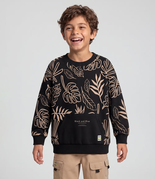 Polerón niño hojas 2 años / Negro