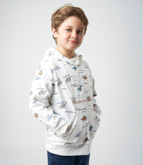 Polerón niño con dinosaurios 2 años / Blanco