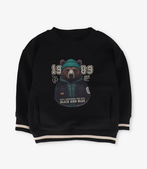 Polerón niño con oso 2 años / Negro