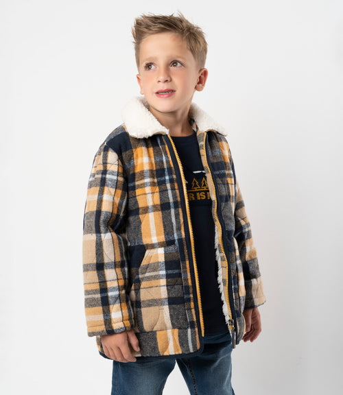 Abrigo niño cuadrillé 2 años / Mostaza