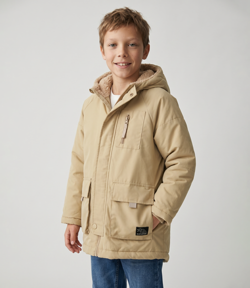 Abrigo niño repelente al agua 2 años / Beige