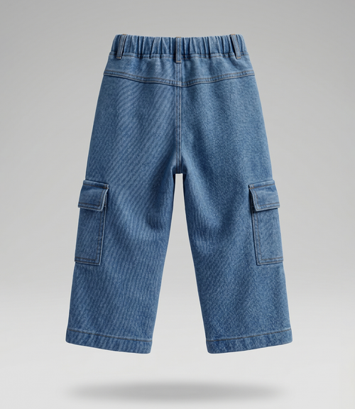 Jeans niño cargo wide leg 2 años / Celeste