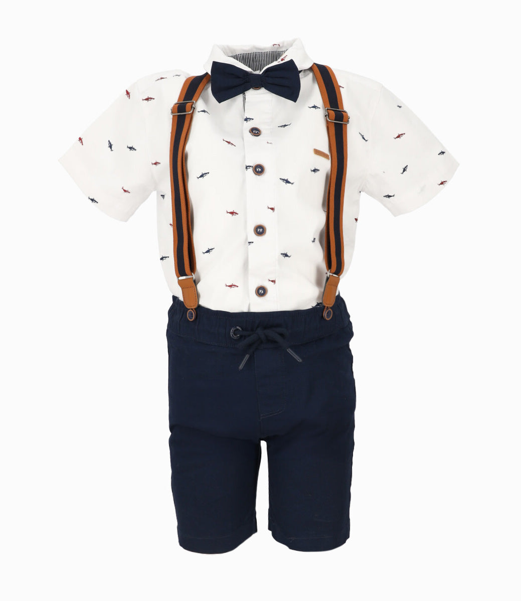 Conjunto niño de camisa y bermudas 2 años / Blanco