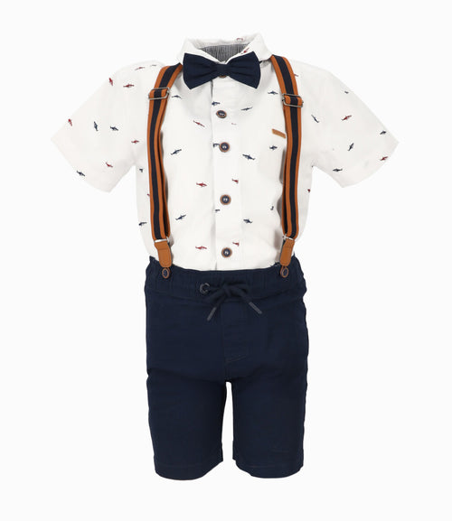 Conjunto niño de camisa y bermudas 2 años / Blanco