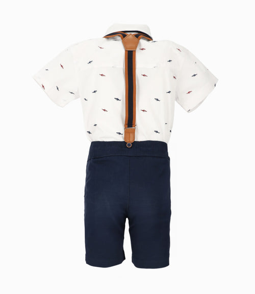 Conjunto niño de camisa y bermudas 2 años / Blanco