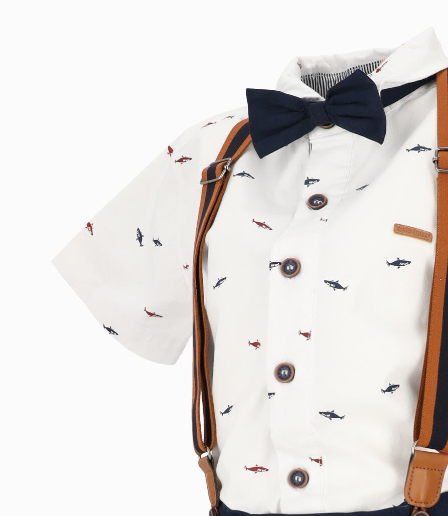 Conjunto niño de camisa y bermudas 2 años / Blanco