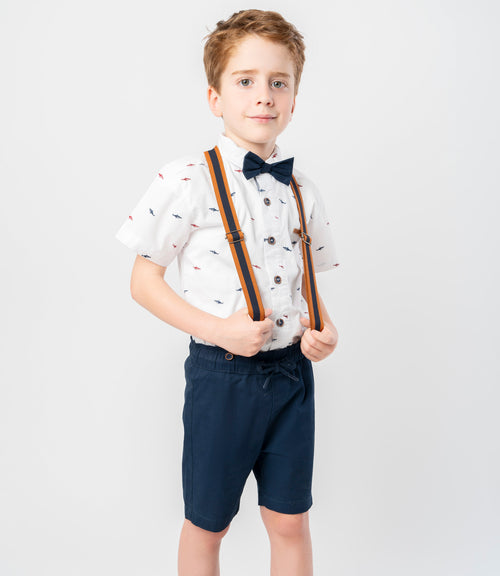 Conjunto niño de camisa y bermudas 2 años / Blanco