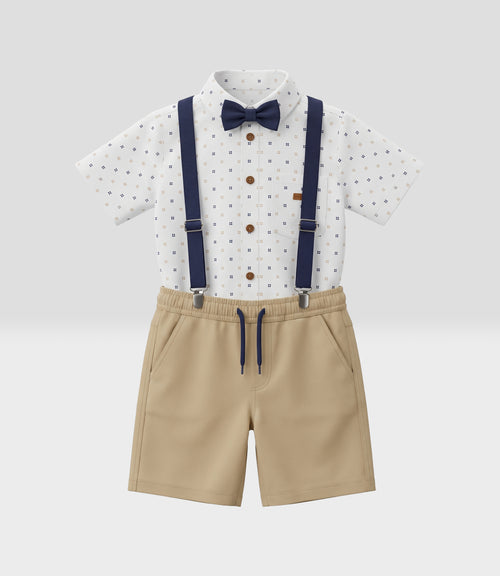 Conjunto niño camisa y bermuda 2 años / Beige