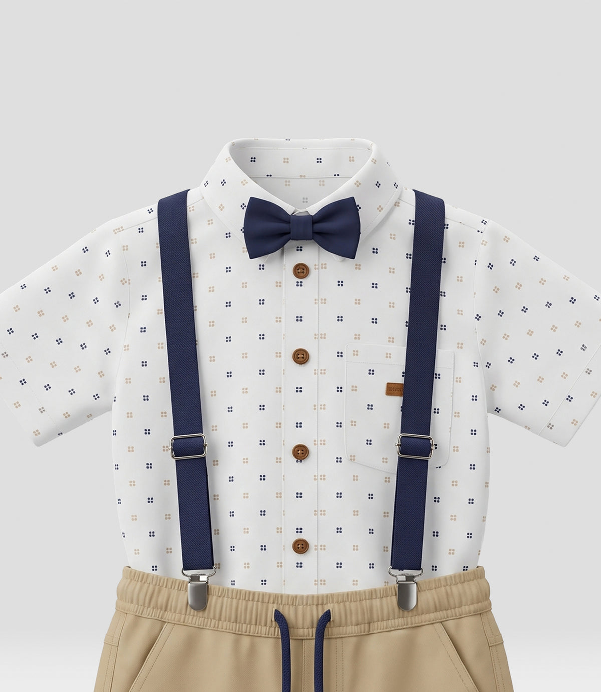 Conjunto niño camisa y bermuda 2 años / Beige