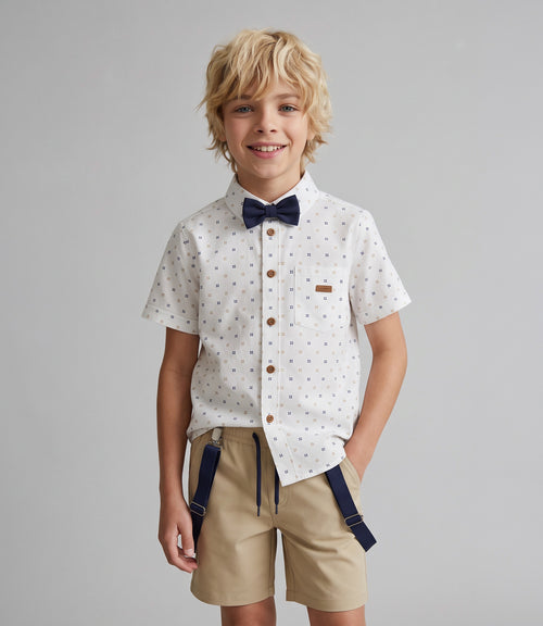 Conjunto niño camisa y bermuda 2 años / Beige