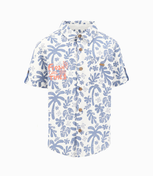 Camisa Niño Con Palmeras Y Hojas 2 años / Crudo