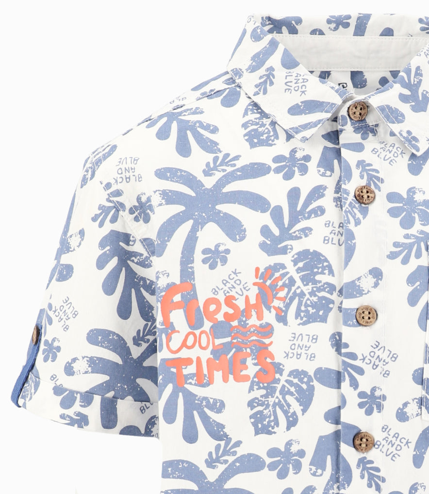 Camisa Niño Con Palmeras Y Hojas 2 años / Crudo
