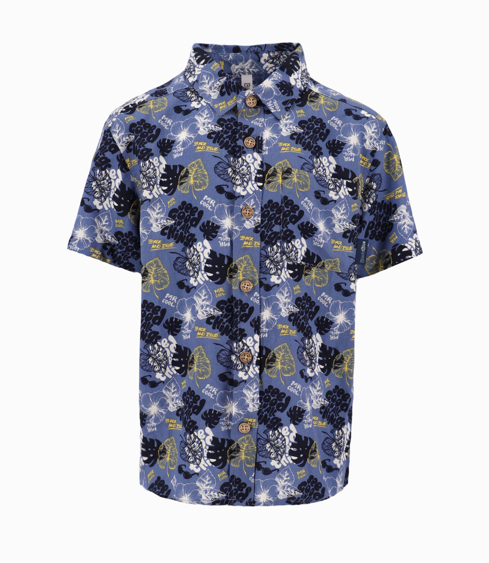 Camisa Niño Con Hojas 2 años / Azul Marino