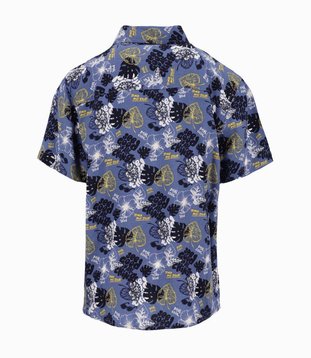 Camisa Niño Con Hojas 2 años / Azul Marino
