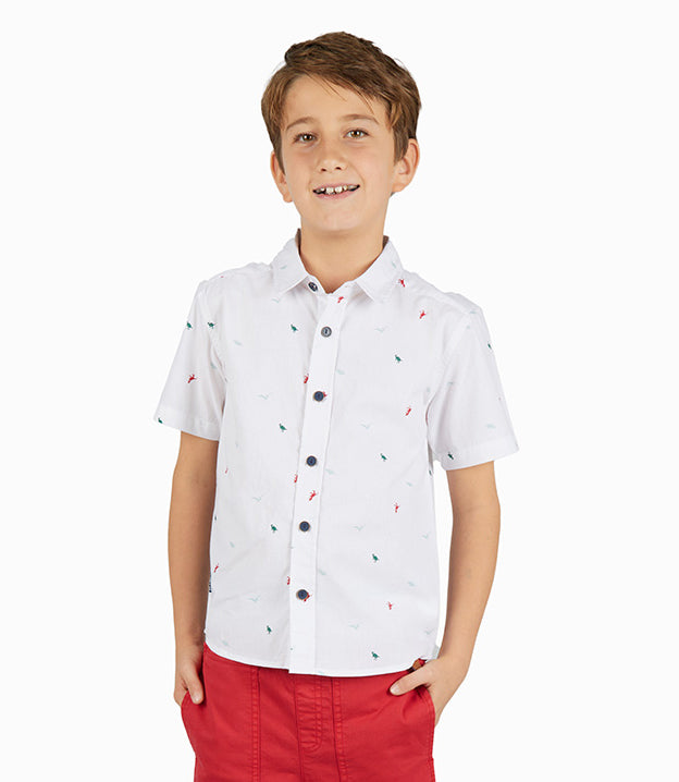 Camisa Niño Con Dinosaurios 2 años / Blanco