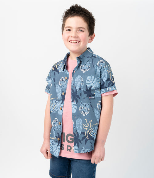 Camisa niño con palmera 2 años / Azul