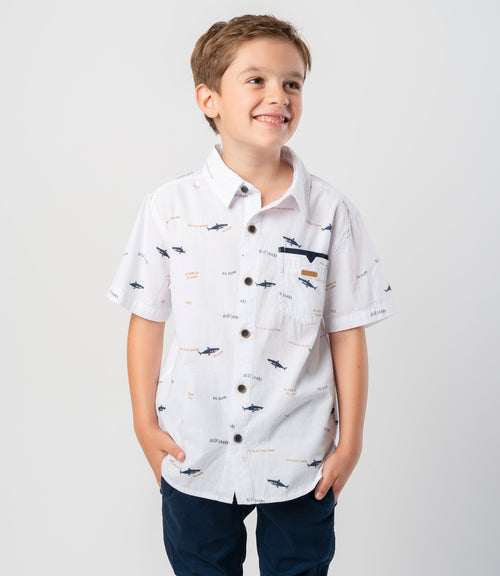 Camisa niño con tiburones 2 años / Blanco