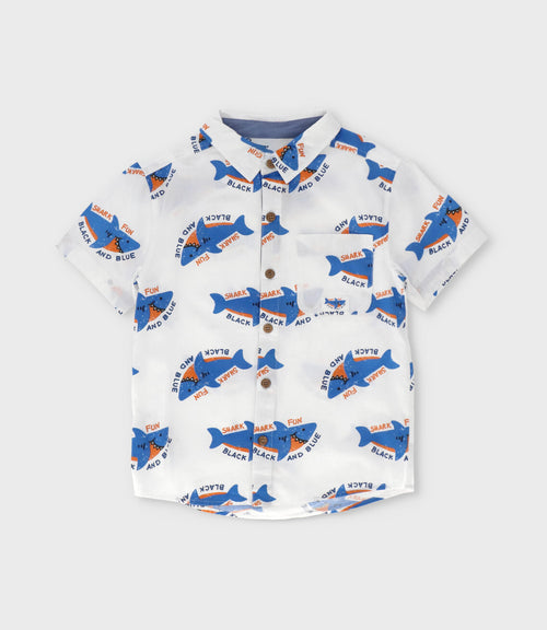 Camisa niño con tiburones 2 años / Blanco