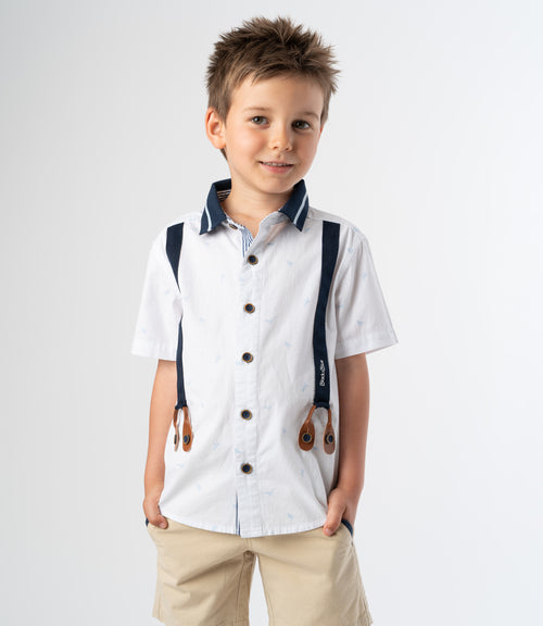 Camisa niño con suspensores 2 años / Blanco