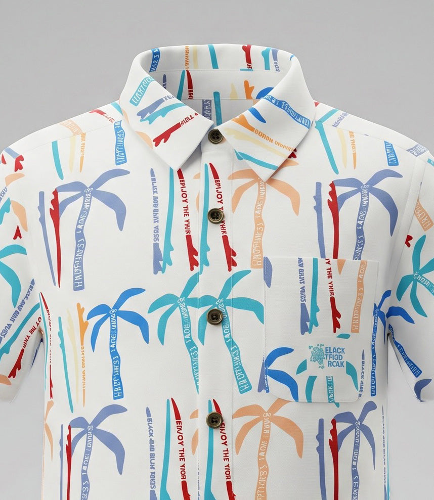 Camisa niño palmeras 2 años / Crudo