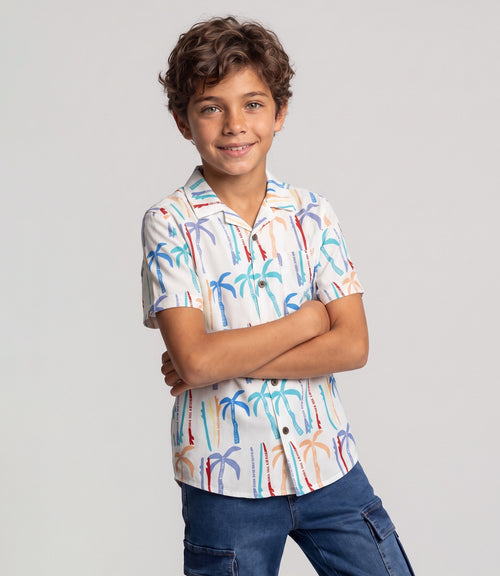 Camisa niño palmeras 2 años / Crudo
