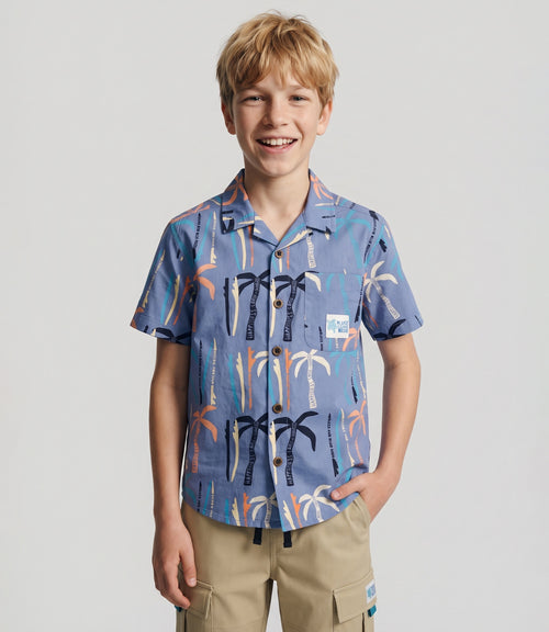 Camisa niño palmeras 2 años / Azul