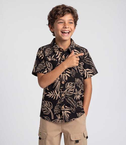 Camisa niño hojas 2 años / Negro