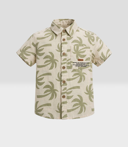 Camisa niño palmeras 2 años / Beige