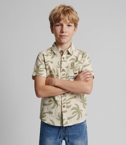 Camisa niño palmeras 2 años / Beige