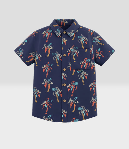 Camisa niño palmeras 2 años / Azul