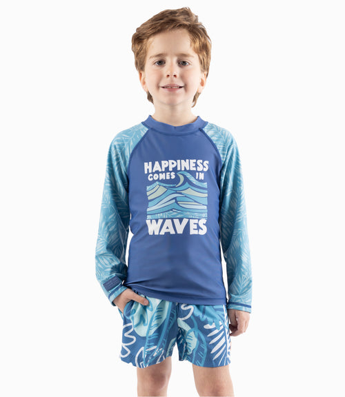 Polera De Traje De Baño Niño Con Olas 2 años / Azul Marino