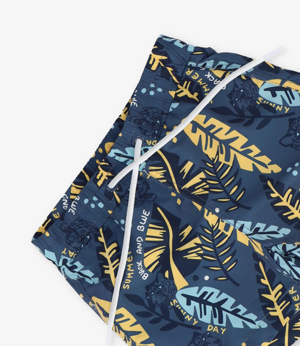 Traje de baño niño con hojas 2 años / Azul