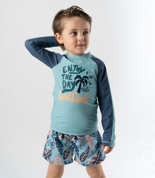 Traje de baño niño polera 2 años / Menta