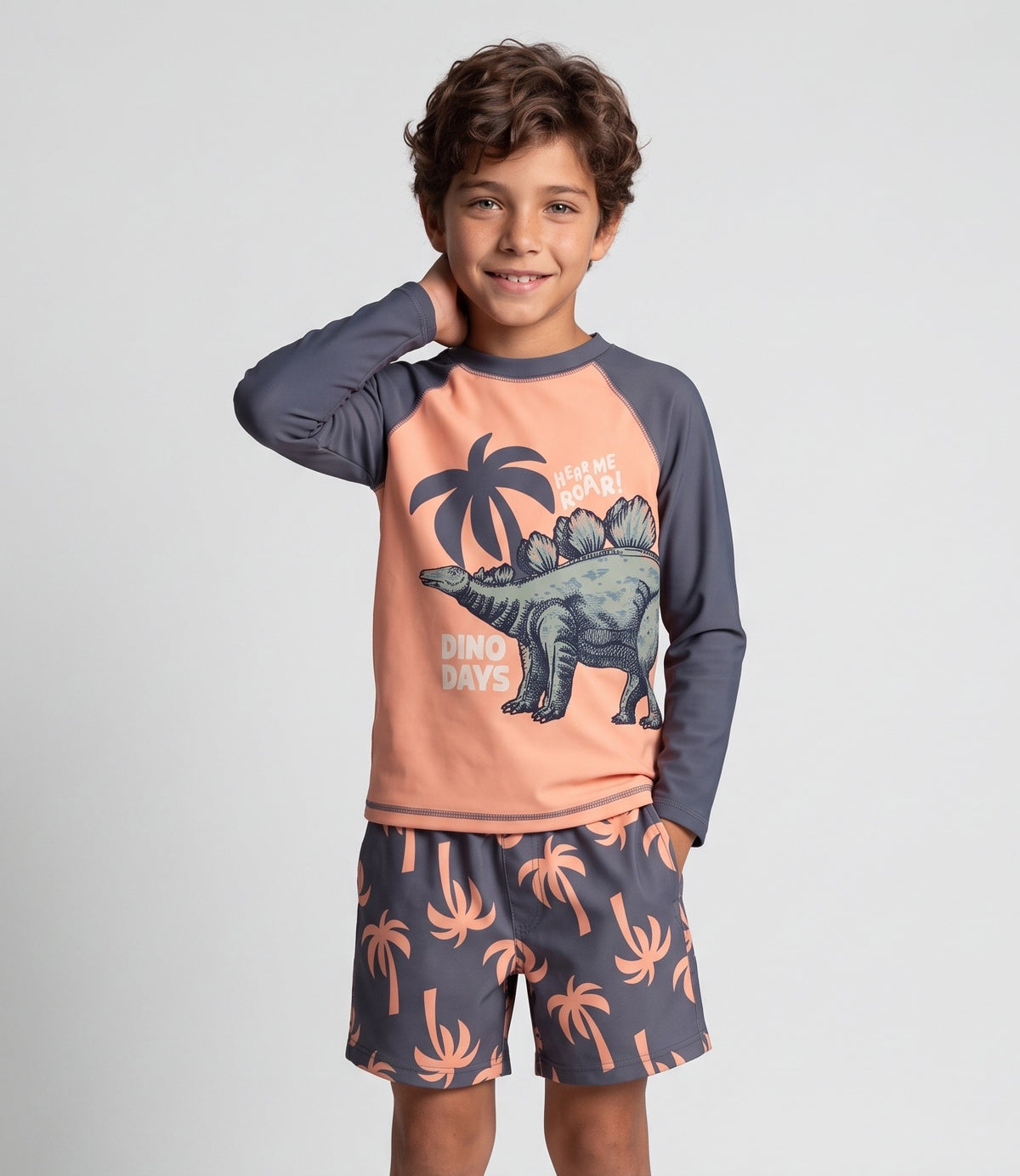 Traje de baño niño polera 12 años / Naranjo